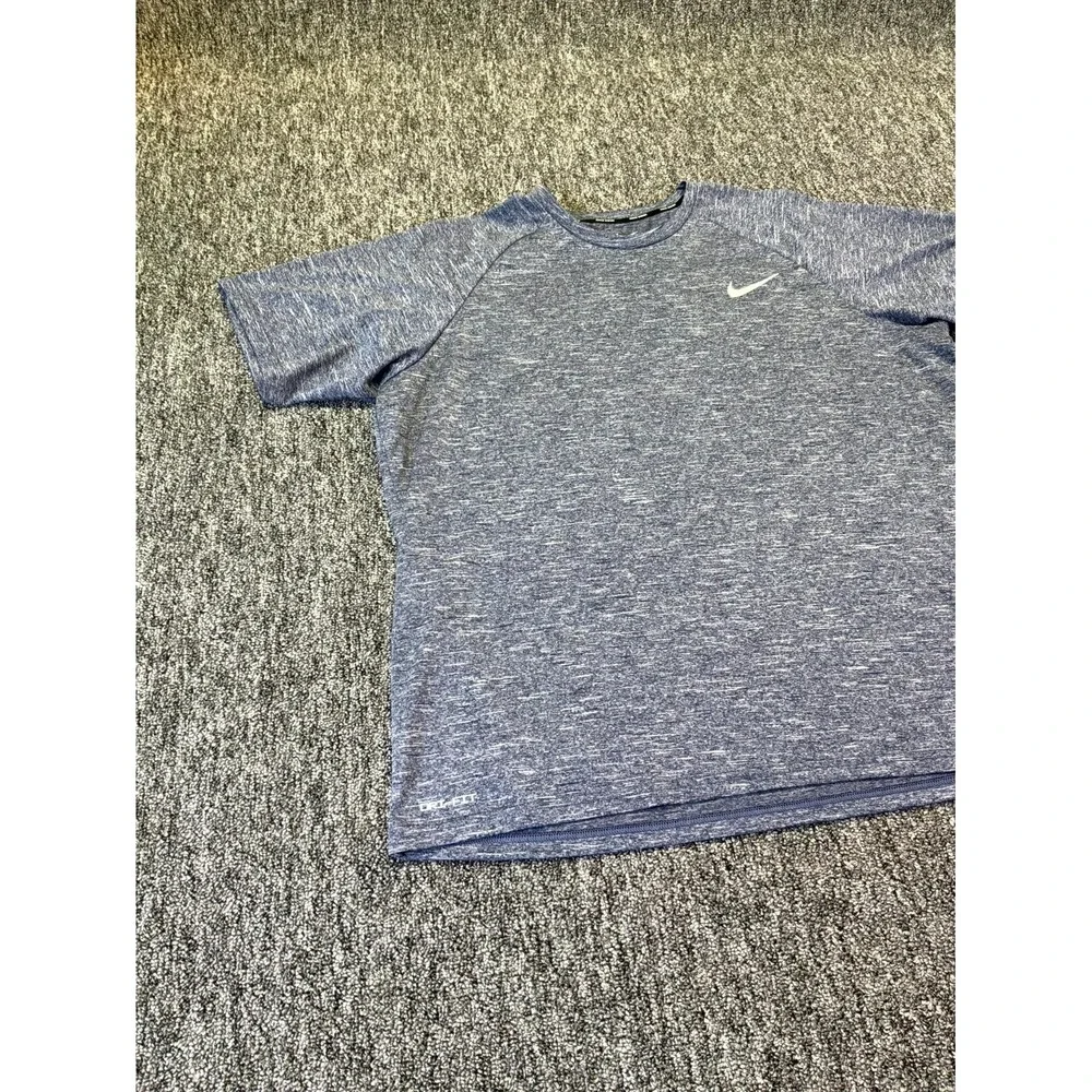 Nike Hydroguard Dri-Fit Swim T-Shirt Men XL Blue Heather Performance Swoosh Logo
